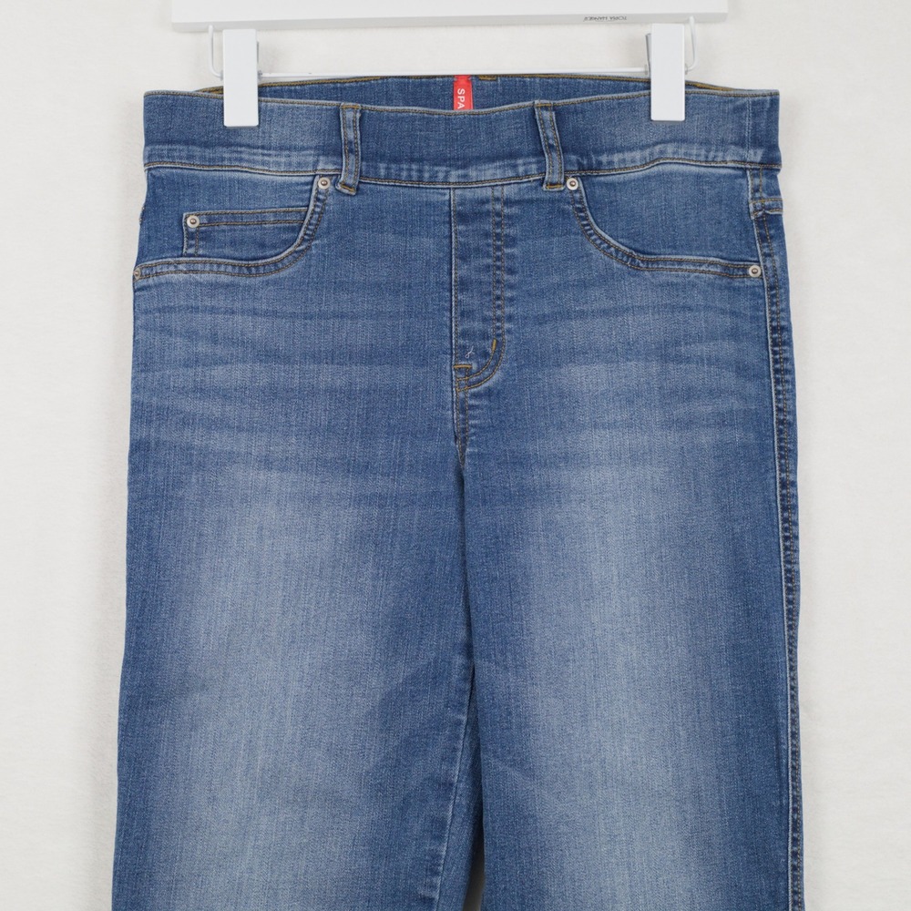 SPANX Ankle Straight Leg Pull On Denim Jeans Medium Wash Sz L Petite - Picture 4 of 9